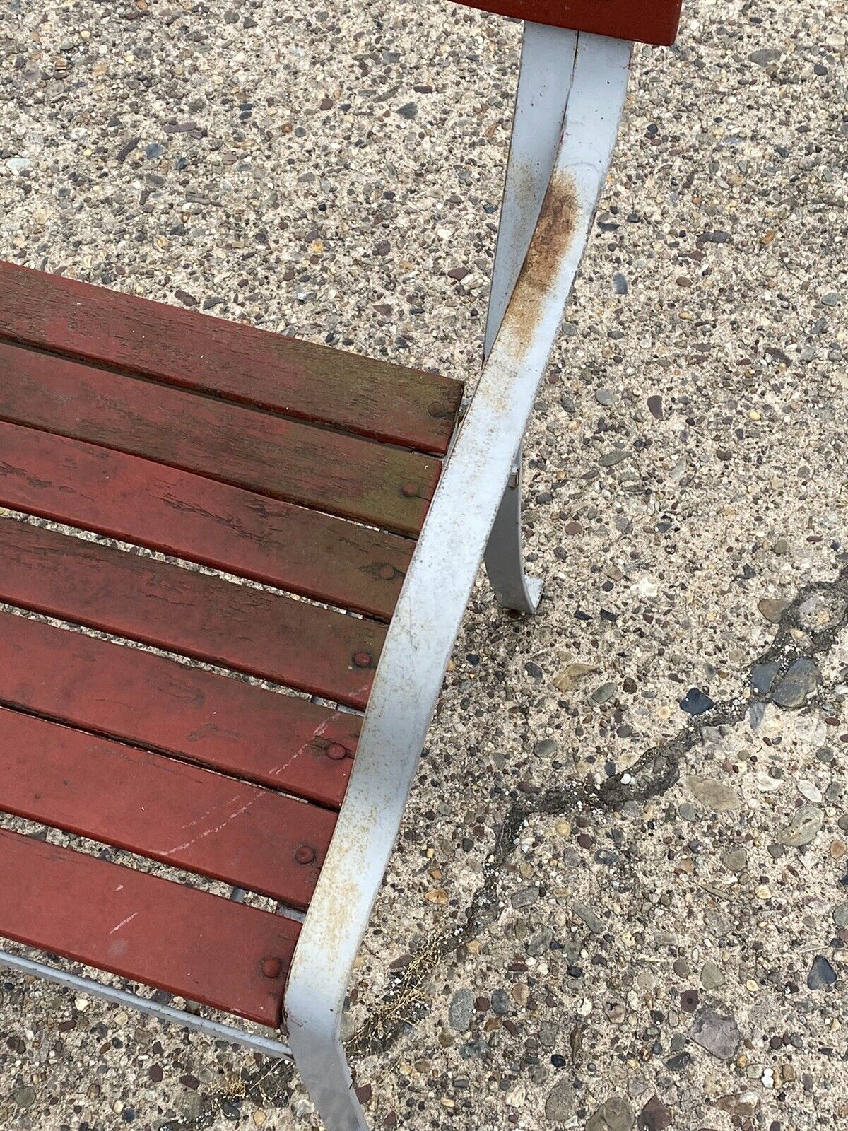 Vintage Wrought Iron and Wood Slat French Style Garden Outdoor Chairs - a Pair