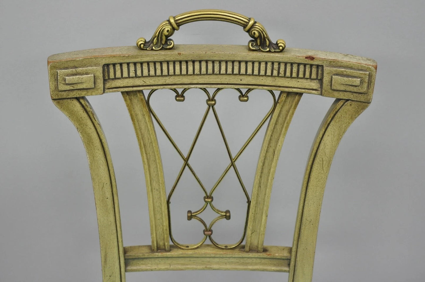 Vintage French Regency Style Mahogany Side Chairs w/ Brass Handles - a Pair