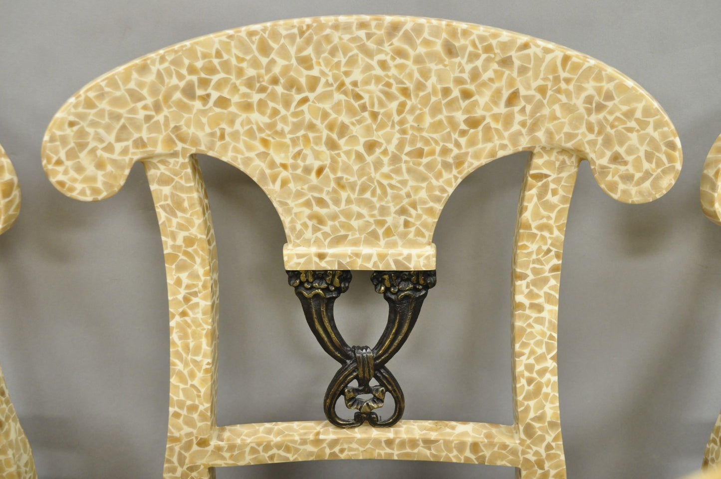 Enrique Garcel Tessellated Stone Inlay Regency Style Dining Chairs - Set of 6