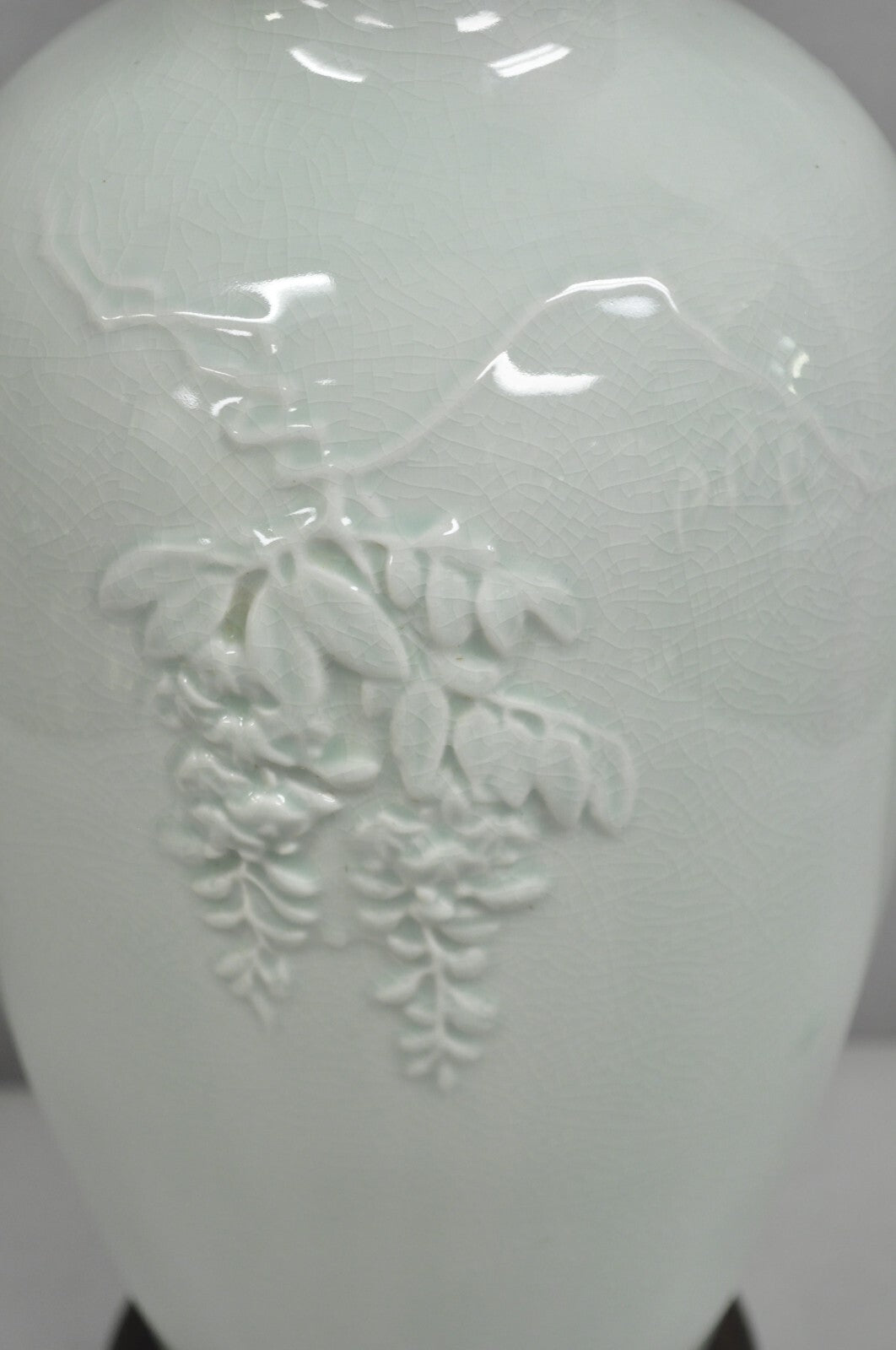 Chinoiserie Chinese Green Celadon Porcelain "Love Birds" Jardiniere Table Lamp