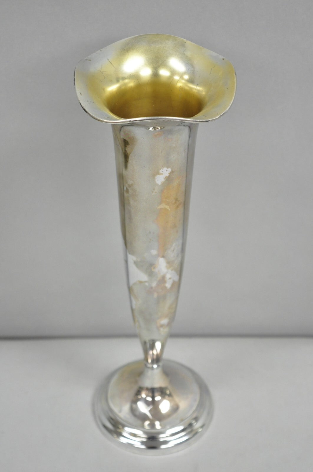 Vintage Federal Silver Co Art Nouveau Silver Plated 15" Fluted Trumpet Vase