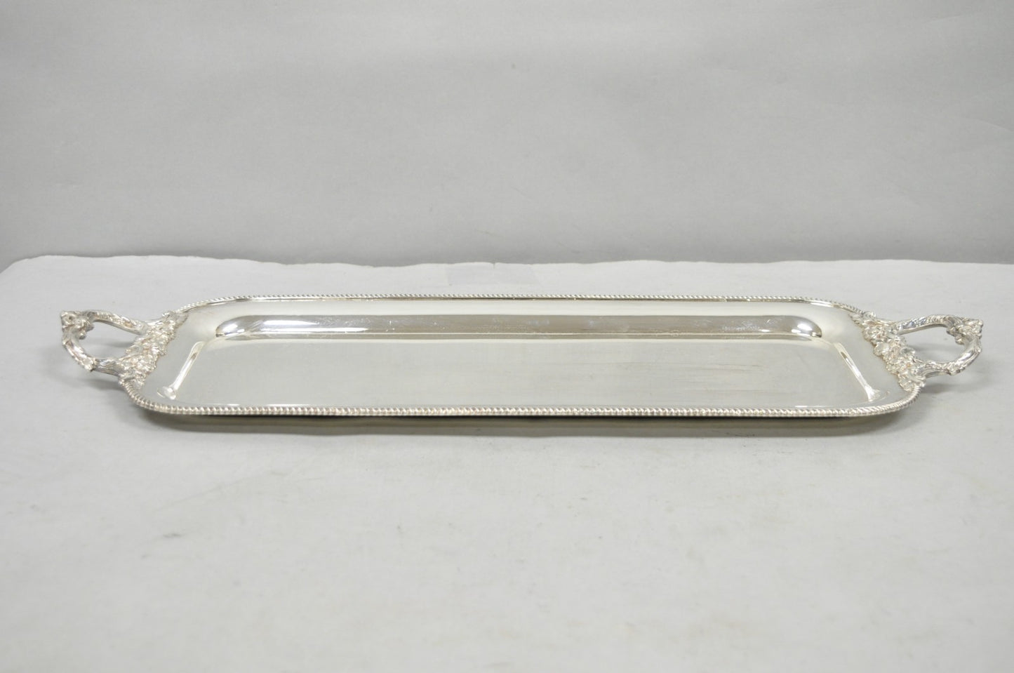 Vintage Barker Ellis English Regency Narrow Silver Plated Serving Dish Bar Tray