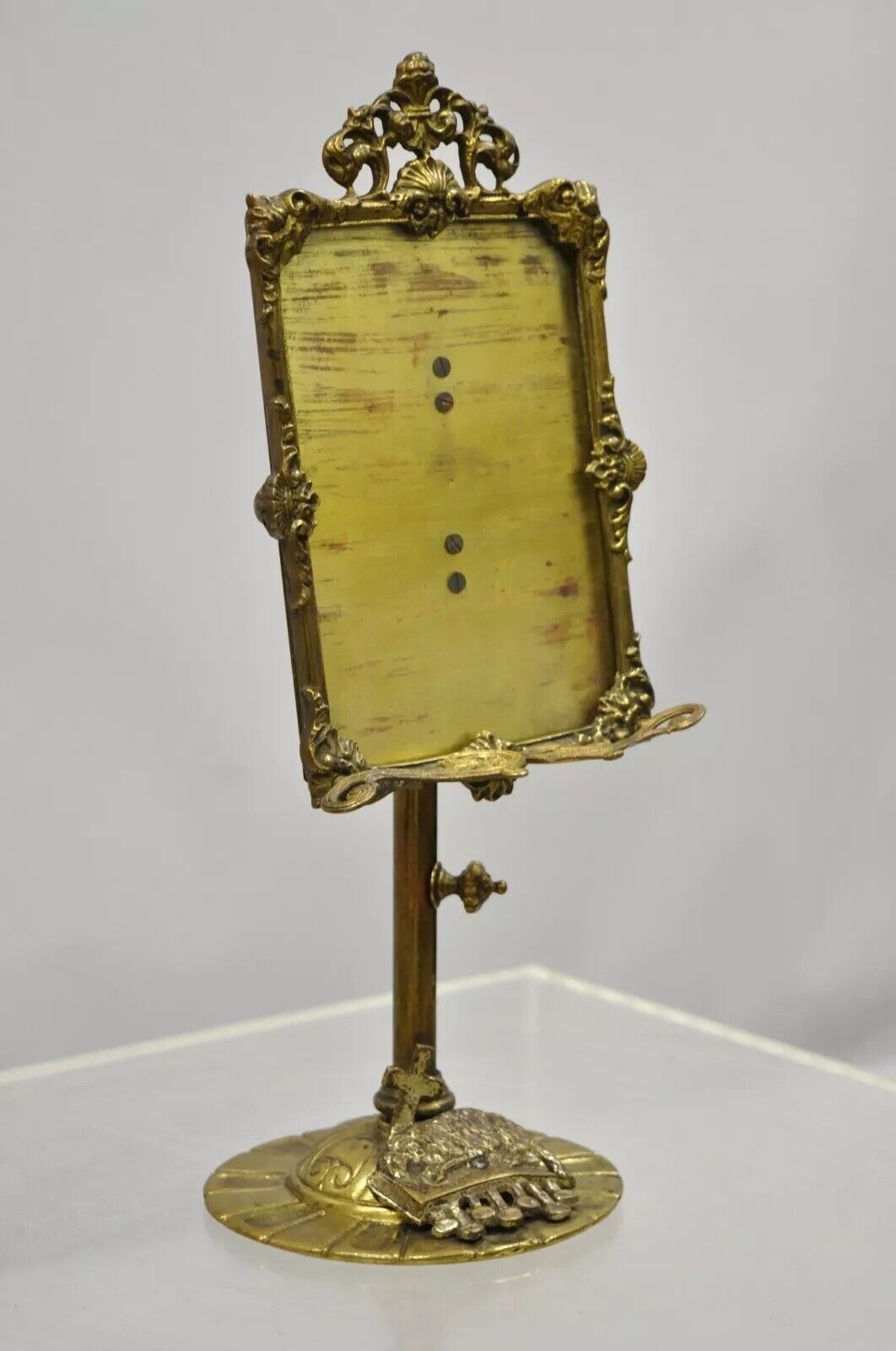 Antique French Renaissance Bronze Small Catholic Lamb of God 7 Seals Altar Frame