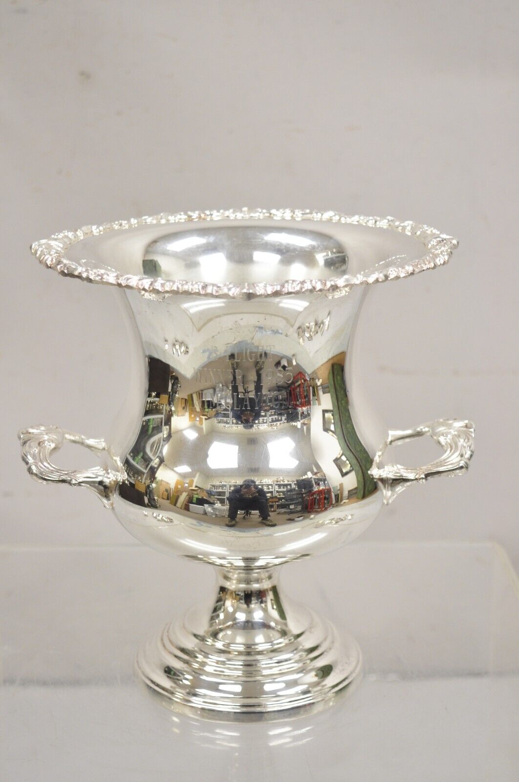 Sheridan Victorian Bulbous Silver Plated Champagne Chiller Ice Bucket Engraved