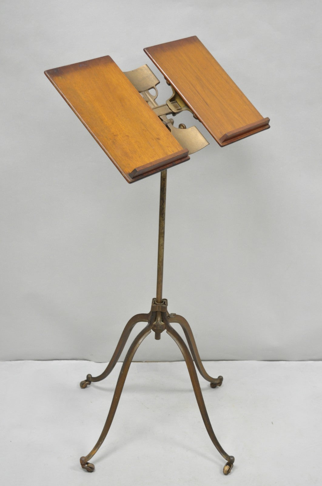 Antique R.M. Lambie Victorian Walnut & Cast Iron Bible Book Stand Lectern