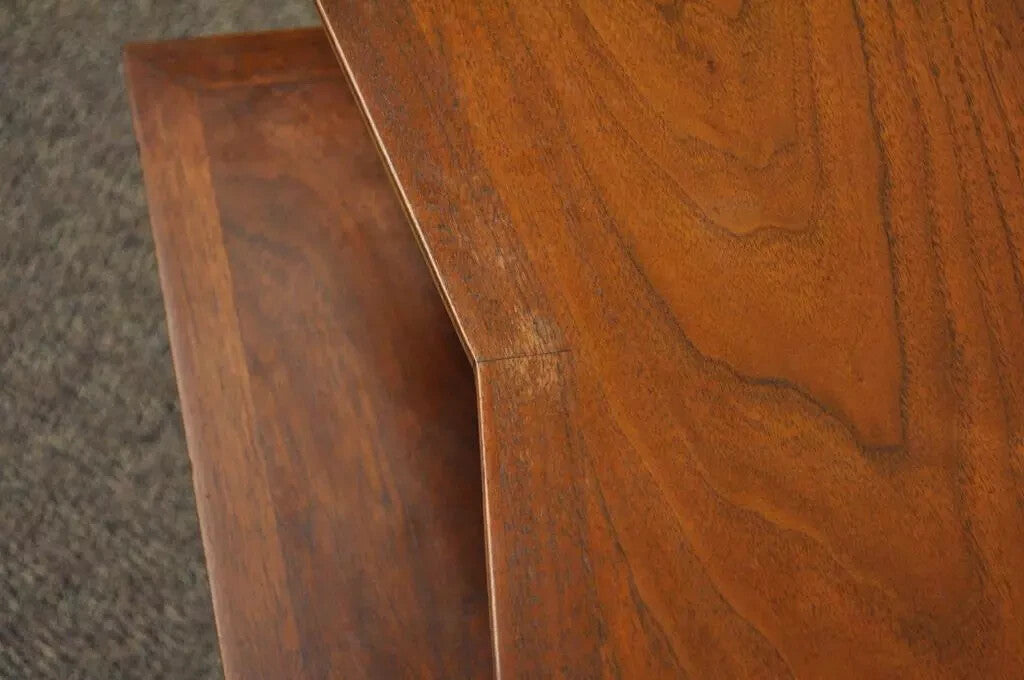 Vintage Mid Century Danish Modern Sculpted Walnut 2 Tier Side End Lamp Table