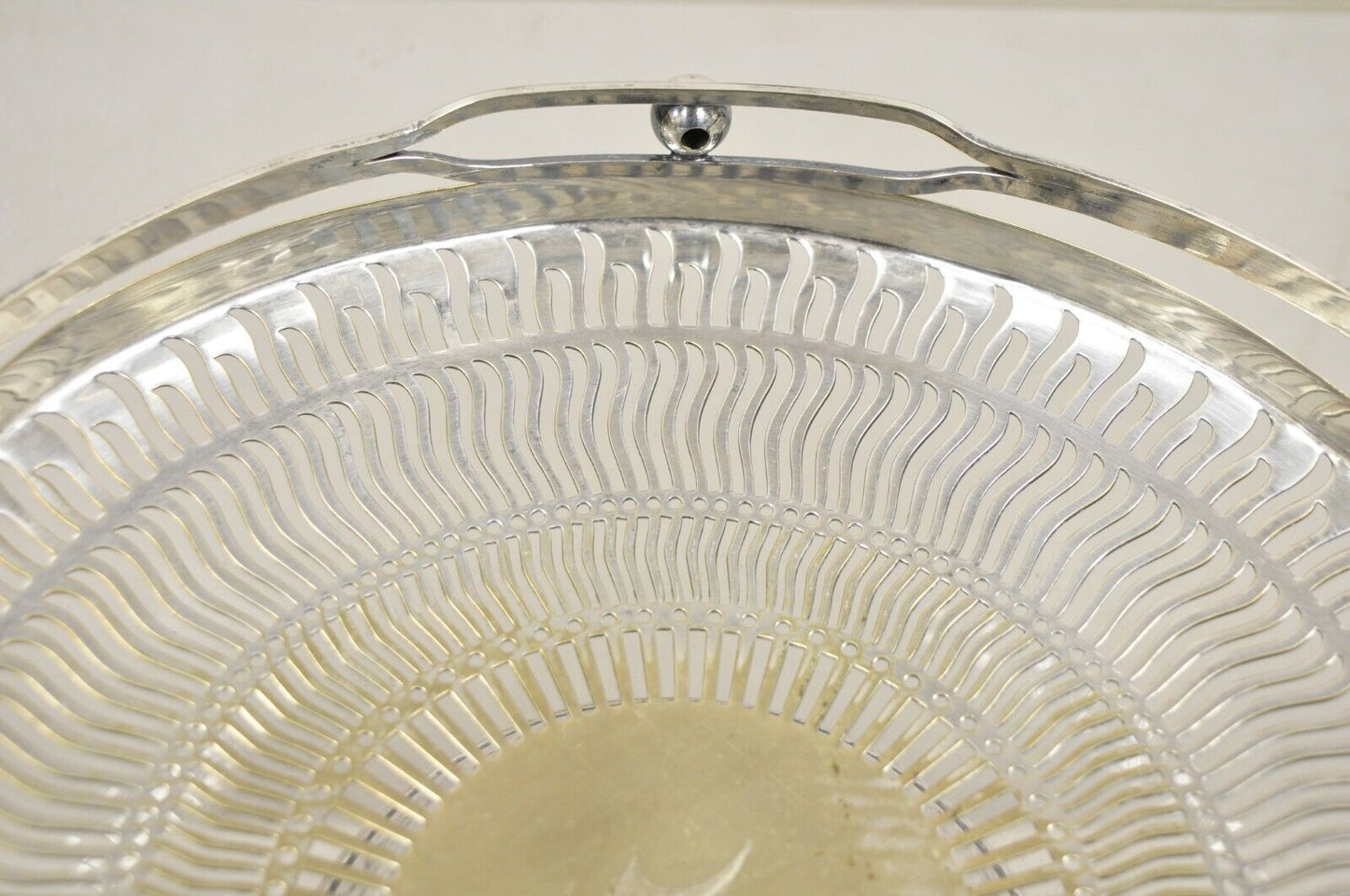 Apollo Sheffield USA Silver Plated Nickel Silver Reticulated Basket w Handle