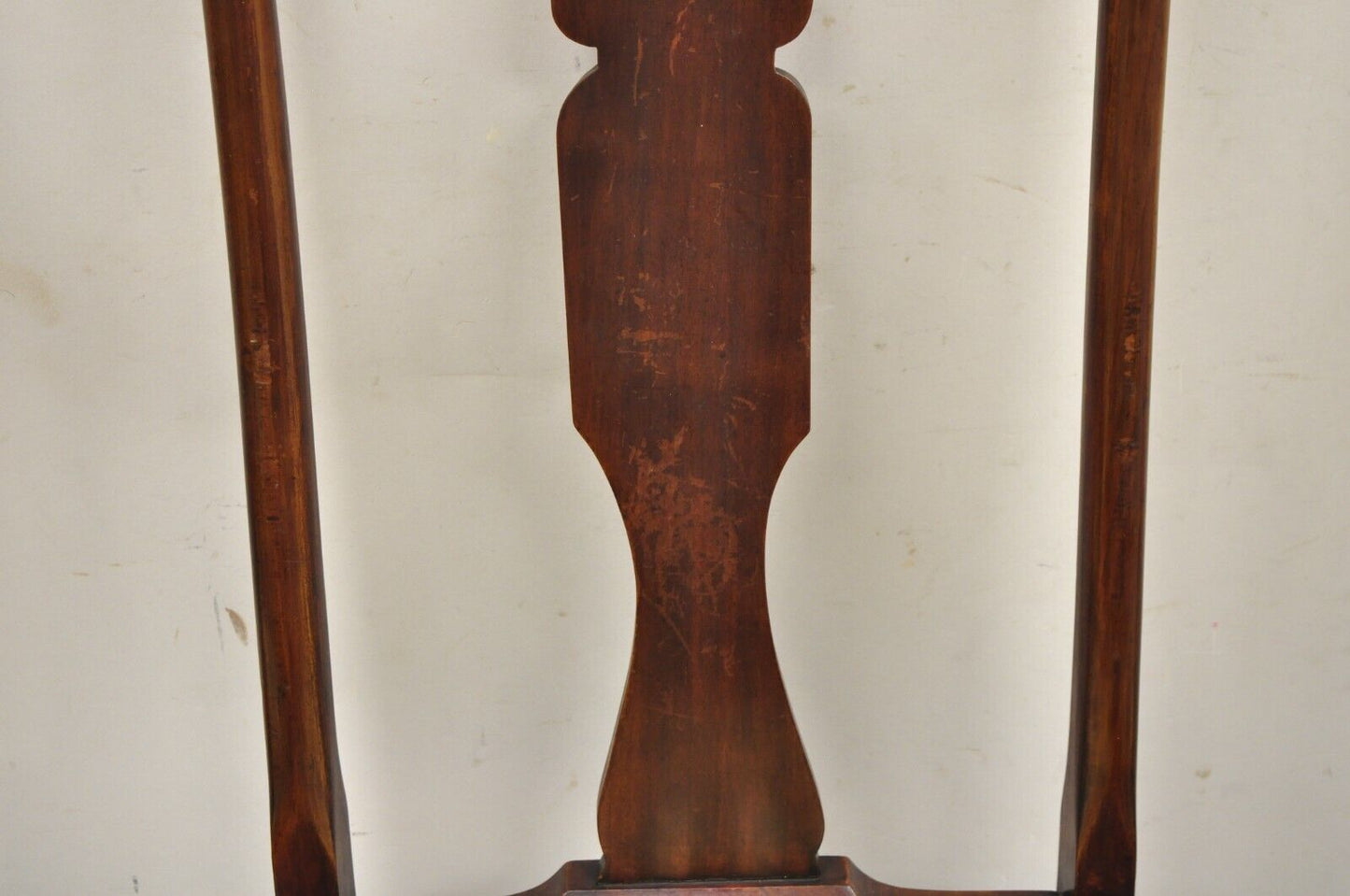 Antique Queen Anne Style Mahogany T-back Dining Side Chairs - Set of 4