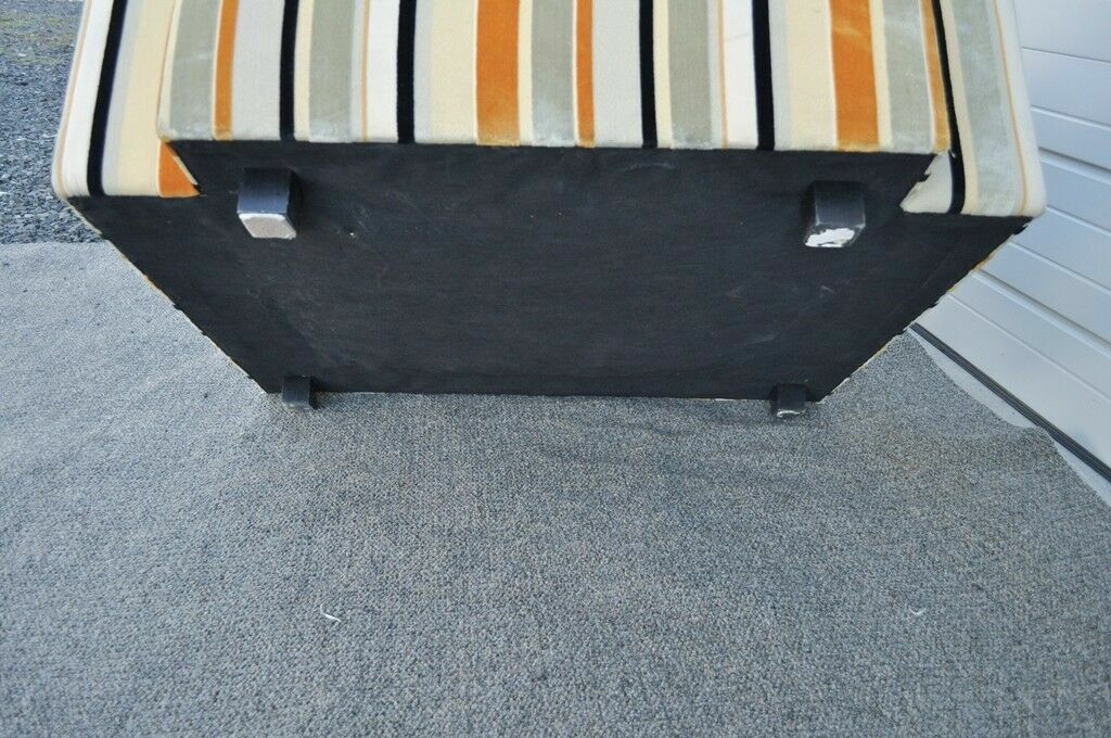 Large Hollywood Regency Modern Striped Upholstered Lounge Club Movie Arm Chair