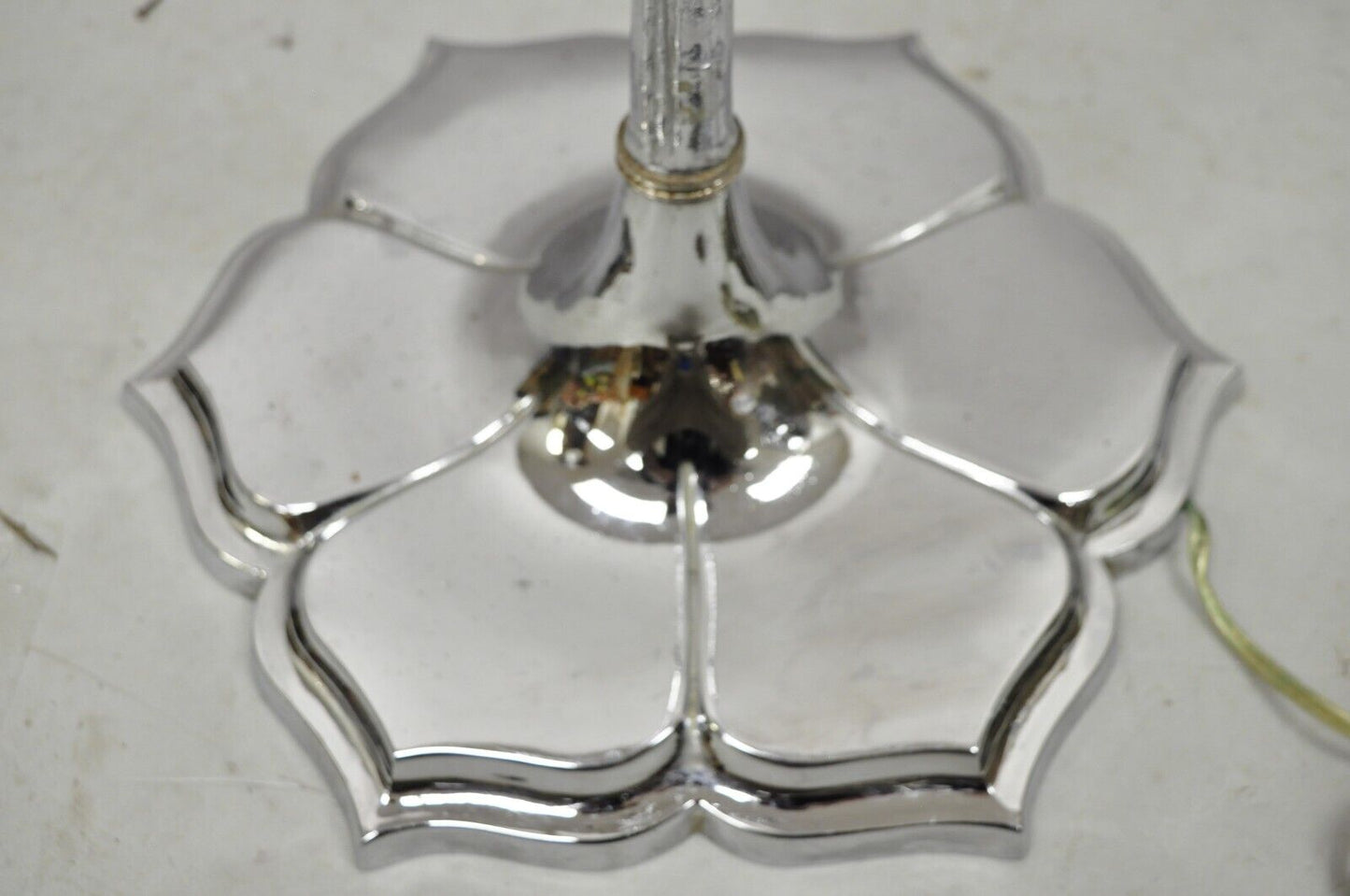 Vintage Hollywood Regency Faux Bois Faux Bamboo Chrome Lotus Floor Lamp