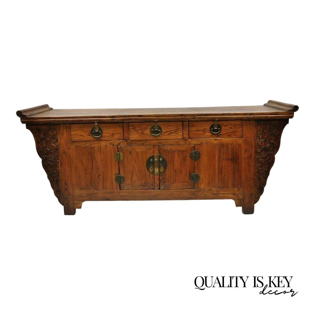 Antique Carved Hardwood Chinese Altar Console Table Sideboard Buffet Credenza