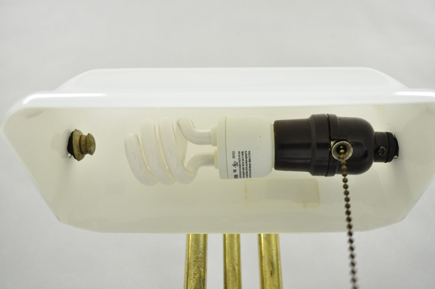 Vintage Mid Century Modern Art Deco Marble & Brass Bankers Desk Lamp w/ Shade