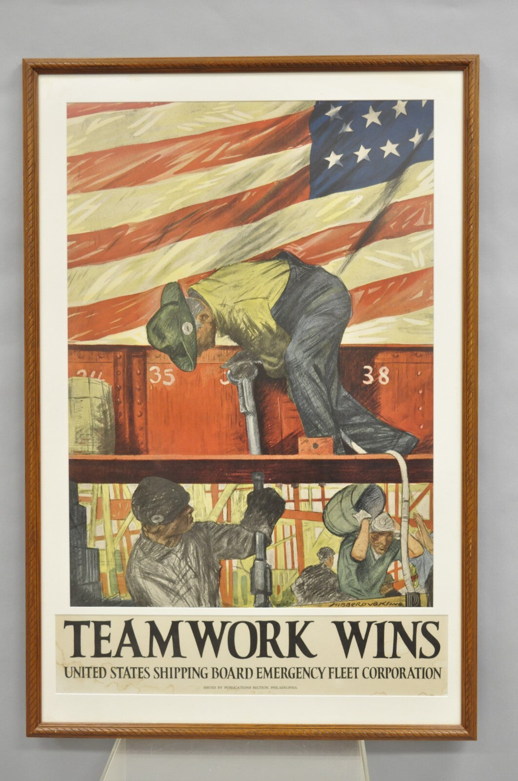 World War 1 "Team Work Wins United States Shipping Board" Original Poster Print