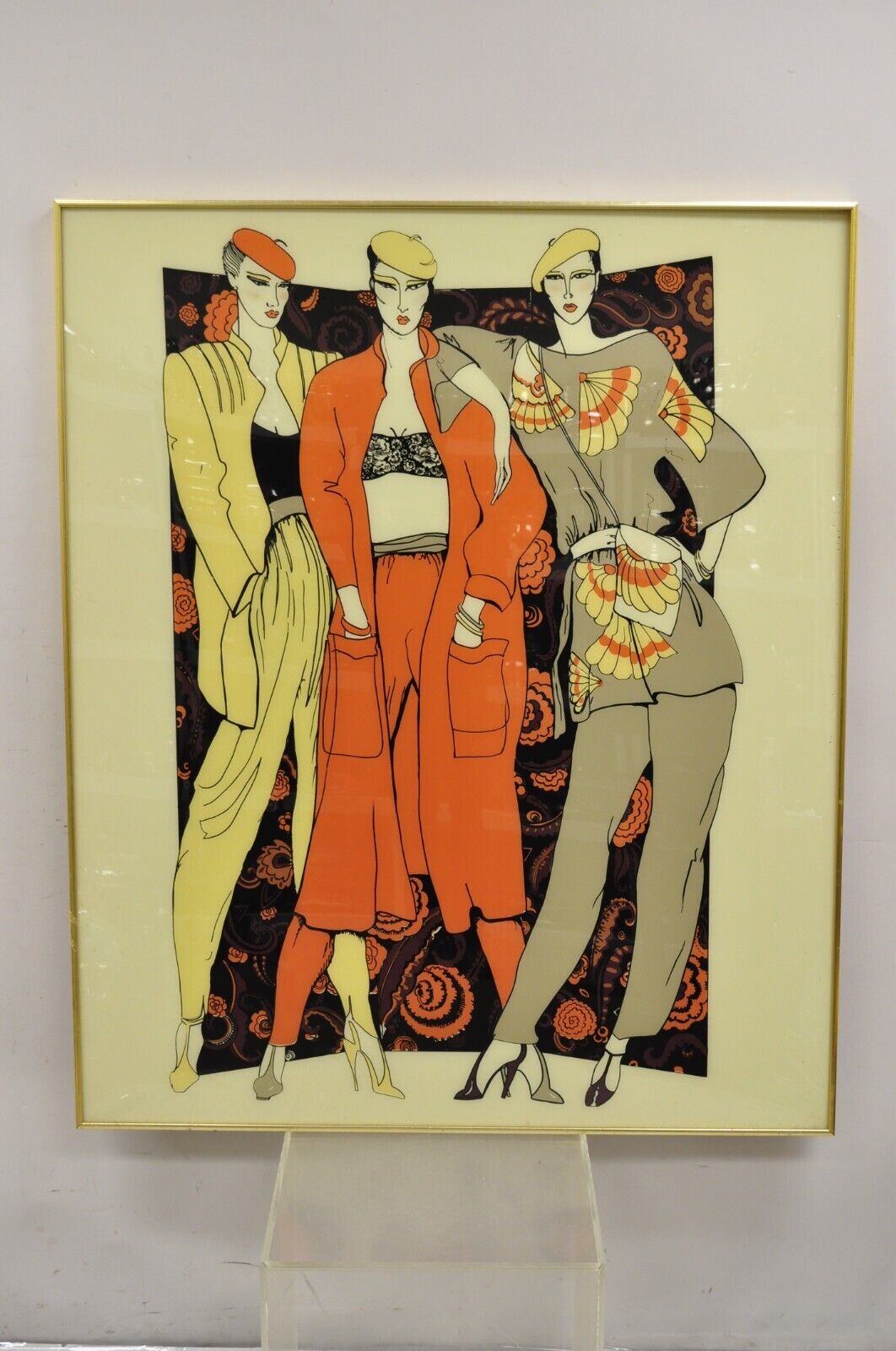 Large Vintage 1975 Polycast Acrylic Vogue Womens Fashion Retro Wall Art