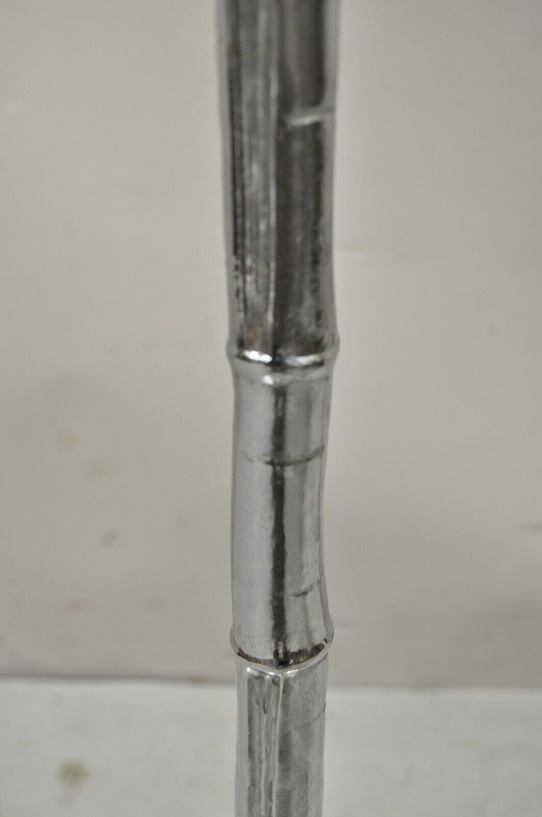 Vintage Hollywood Regency Faux Bois Faux Bamboo Chrome Lotus Floor Lamp