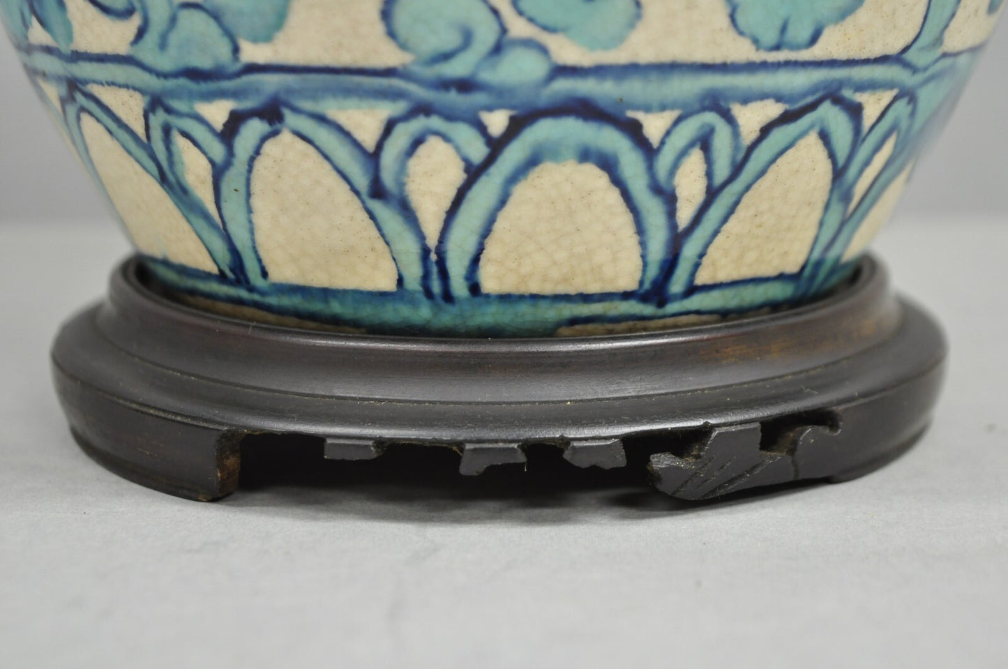 Antique Chinoiserie Chinese Porcelain Blue Ginger Jar Oriental Table Lamp