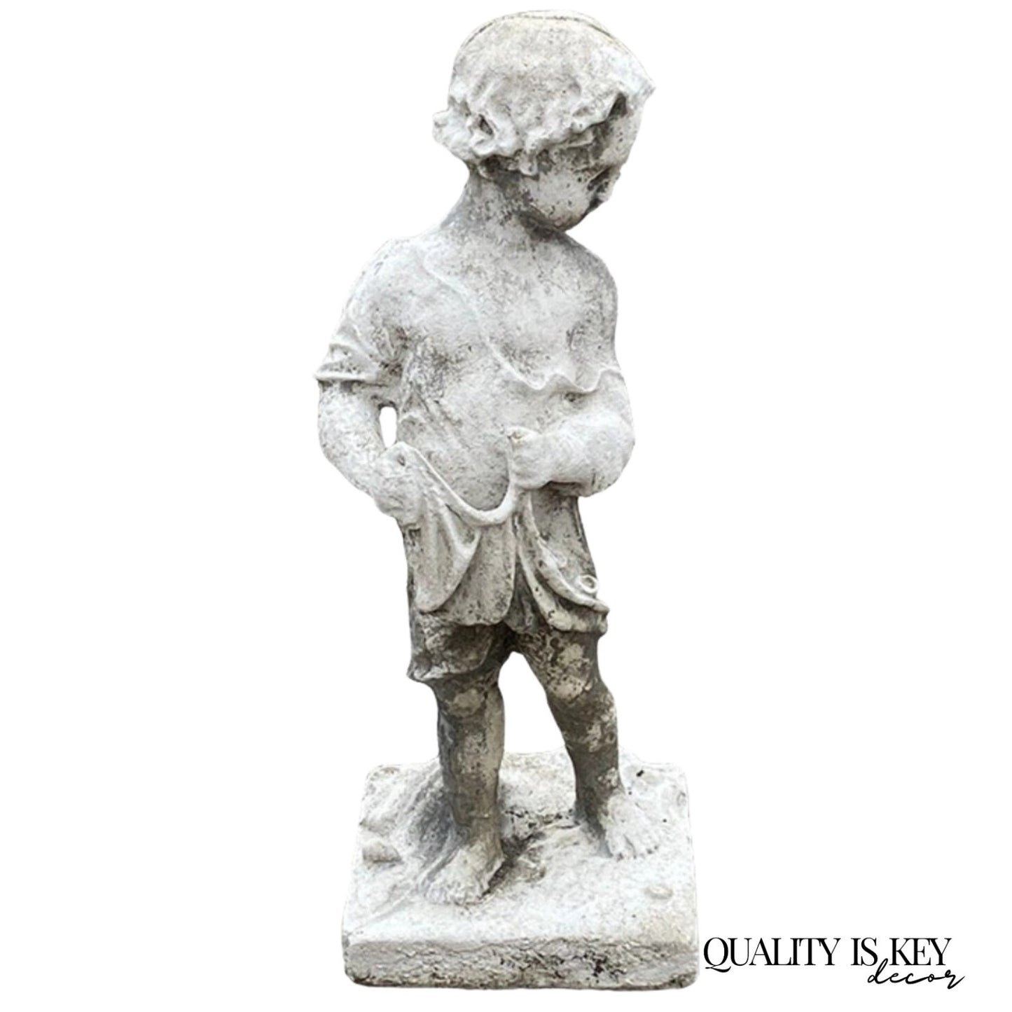 Vintage Four Seasons Cherub Putti Cast Cement 32" Lawn Ornament Garden Statue