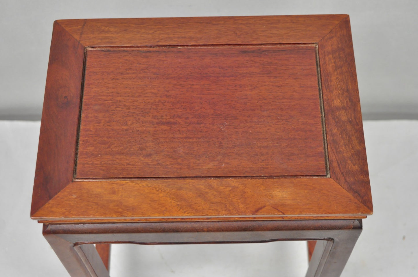 Vintage Chinese Hardwood Small Pedestal Plant Stand Side Table