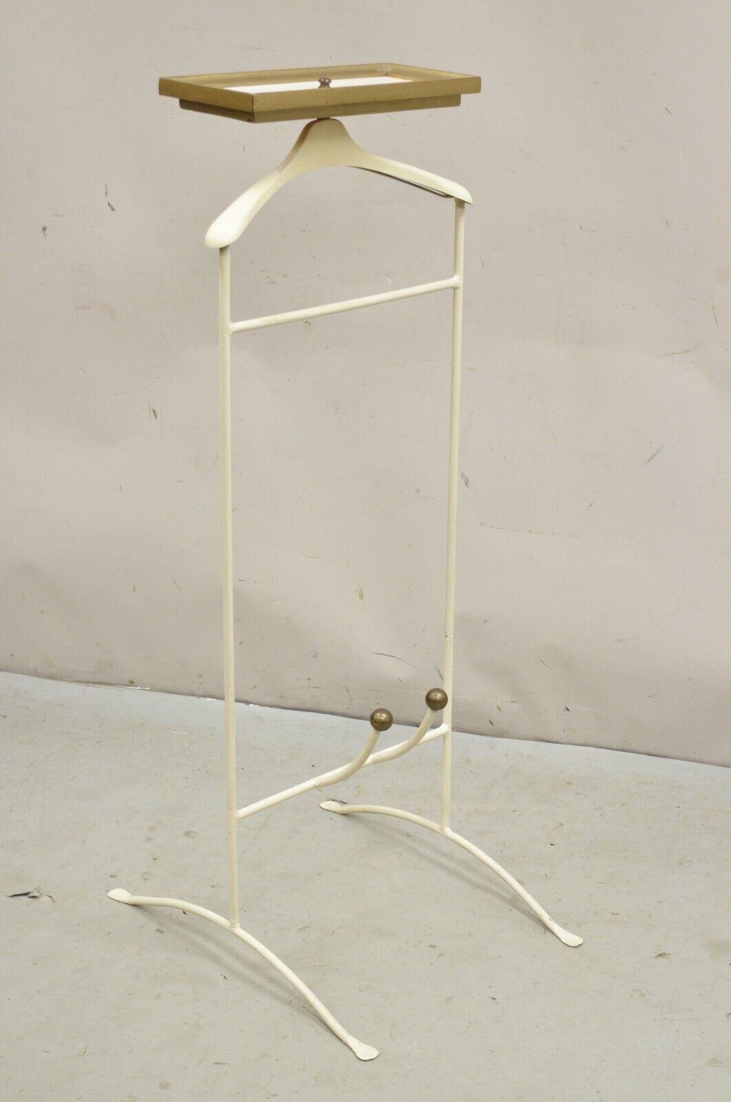 Vintage Mid Century Italian Modern Wrought Iron & Brass Clothing Valet