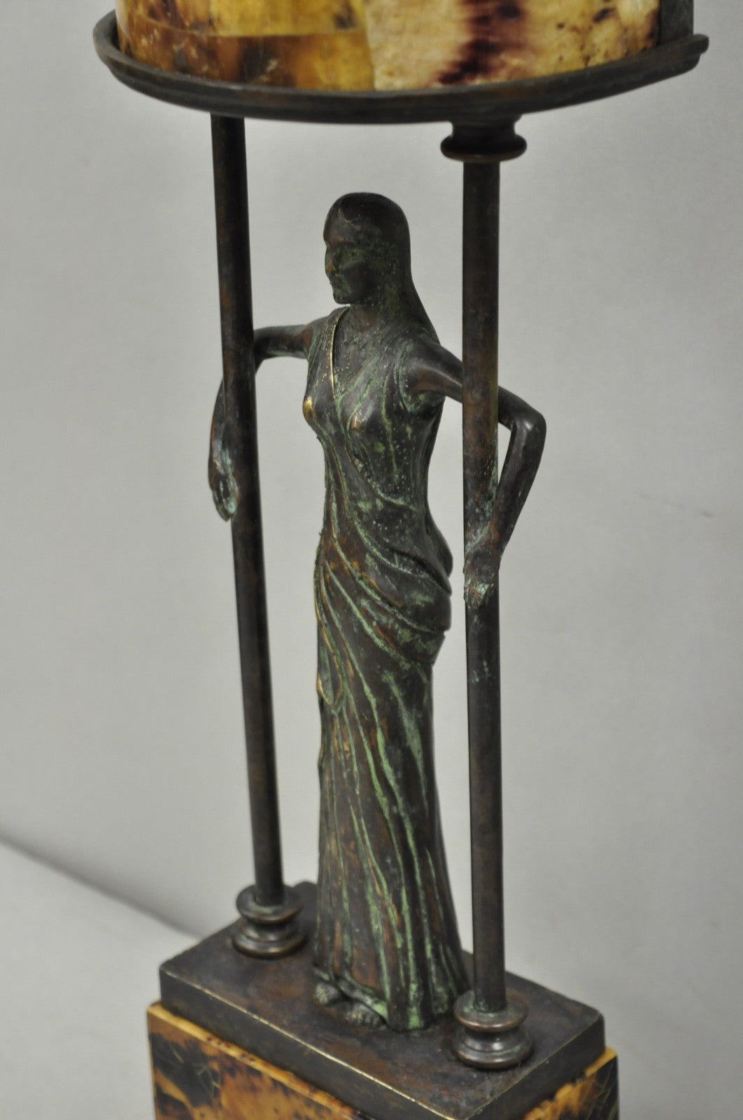 Vintage Maitland Smith Art Deco Art Nouveau Bronze Lady Figural Table Lamp