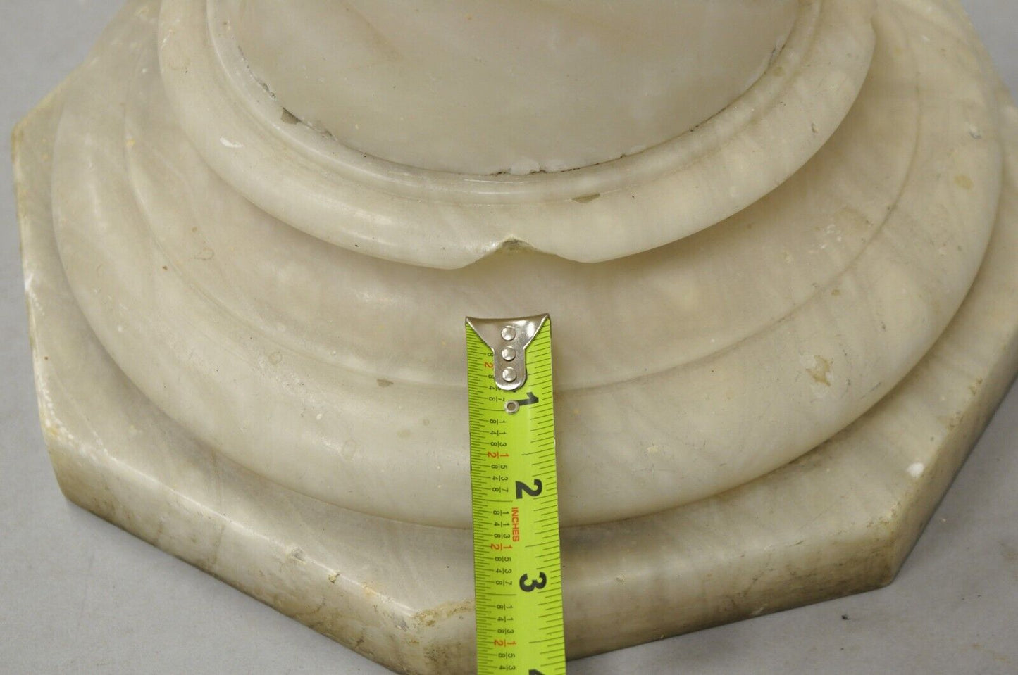 Antique Italian Classical Alabaster Marble Spiral Column 28" Short Pedestal