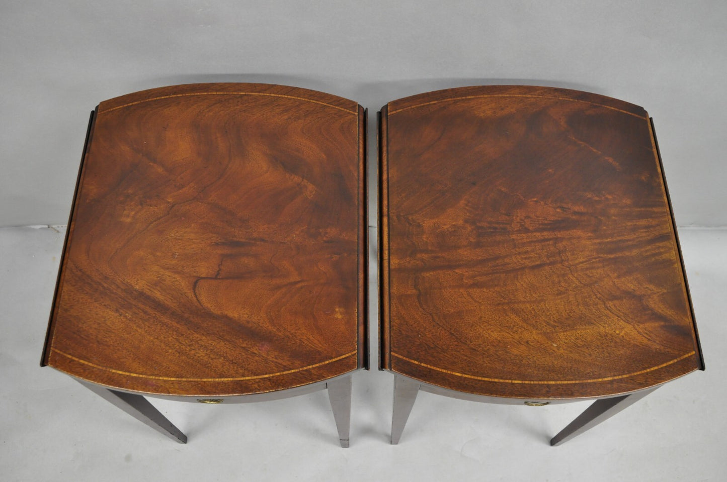 Vintage Beacon Hill Federal Small Mahogany Dropleaf Pembroke End Tables - a Pair