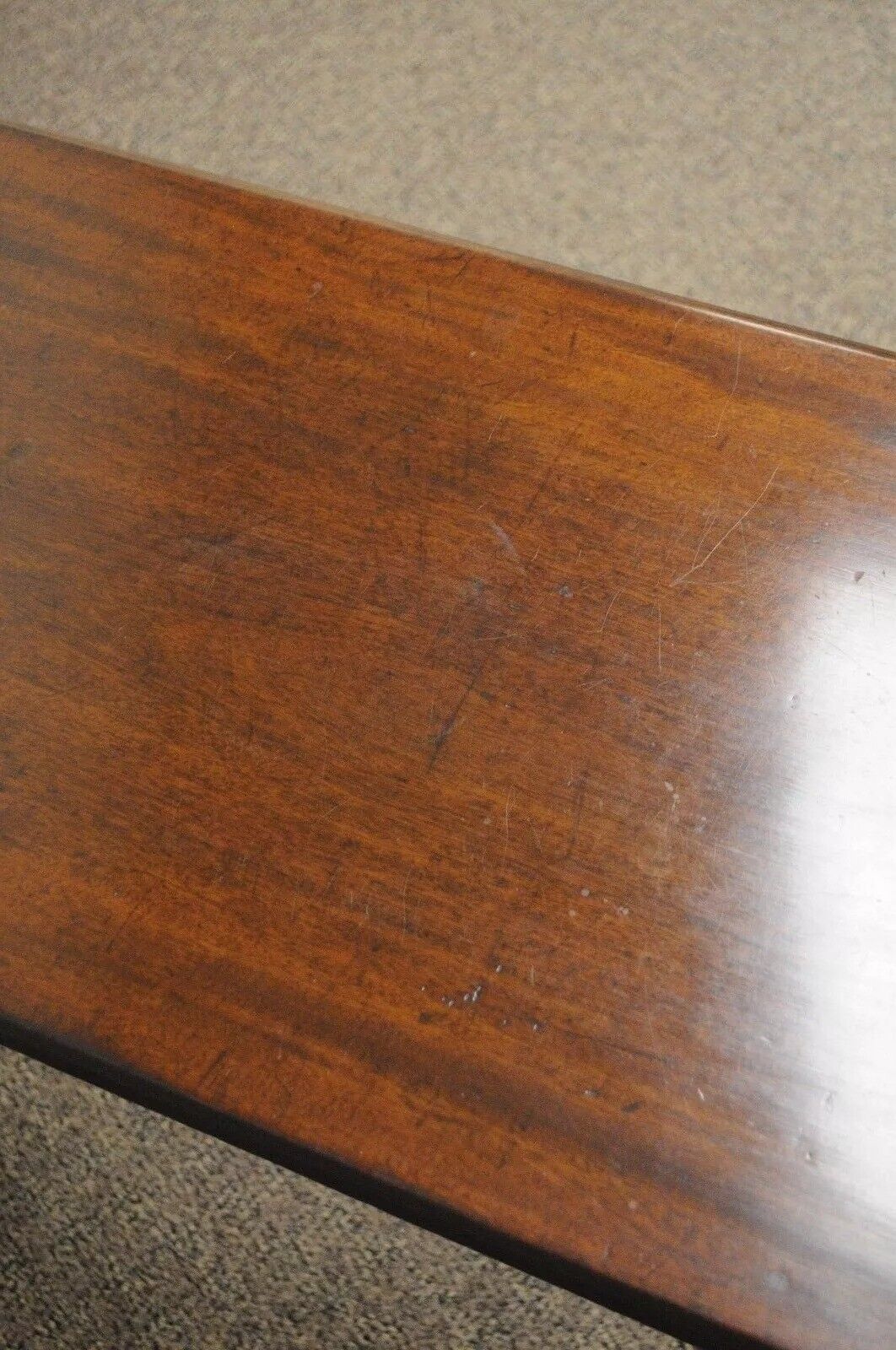 Antique English Georgian Queen Anne Shell Carved Mahogany Console Hall Table