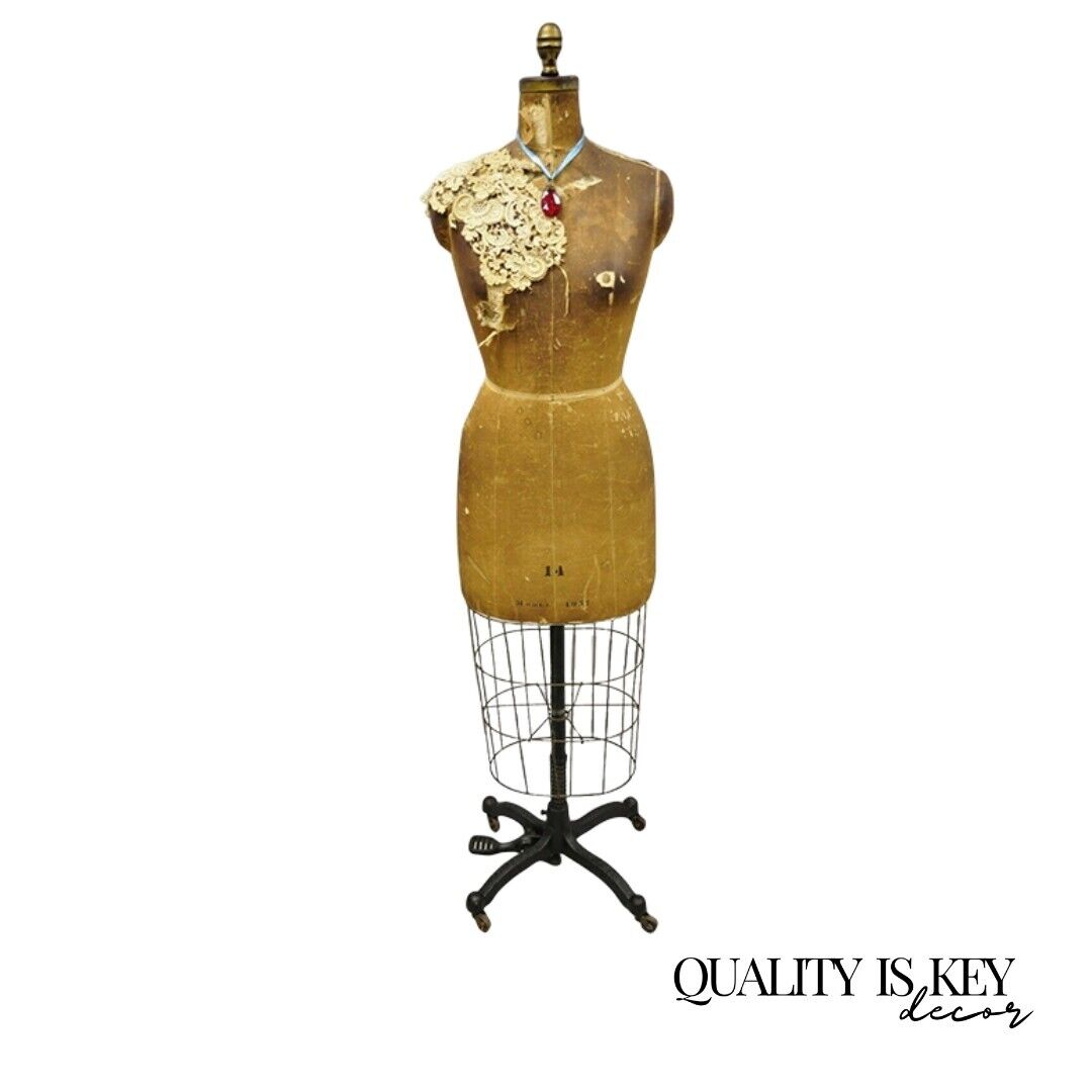 Antique J.R Bauman Model 1957 Size 14 Cage Dress Form Mannequin