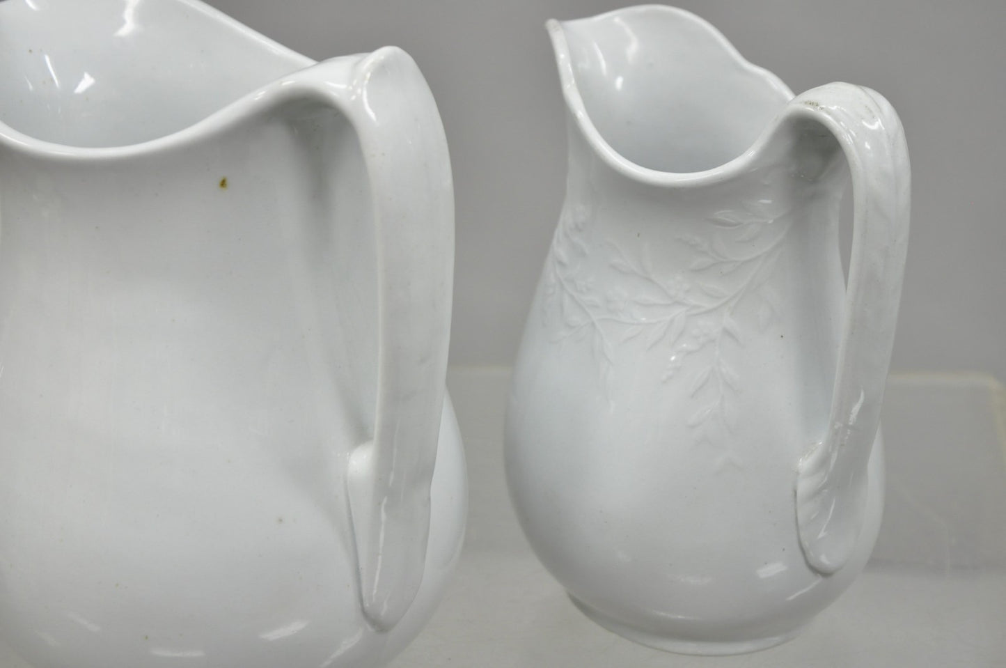 English Ironstone Imperial Hope & Carter Burgess Goddard Water Pitchers Set of 2