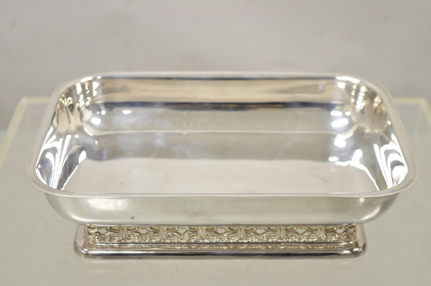 Vintage Poole 802 Silver Plate Reticulated Celtic Design Serving Dish Platter