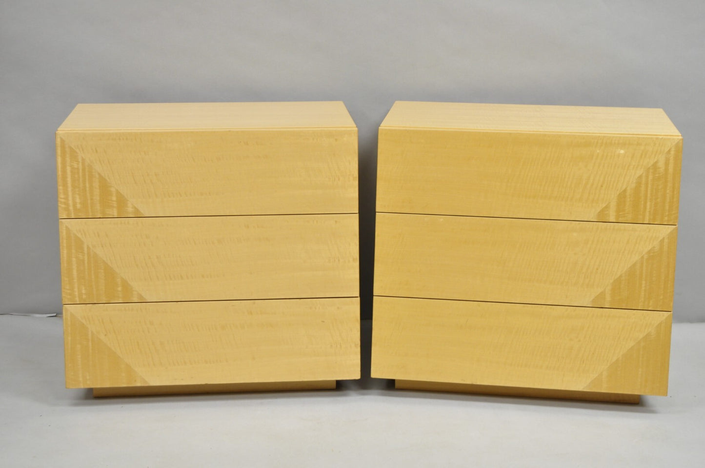 Italian Modern Lacquered Blonde Wood Nightstands by Giorgio Collection - a Pair
