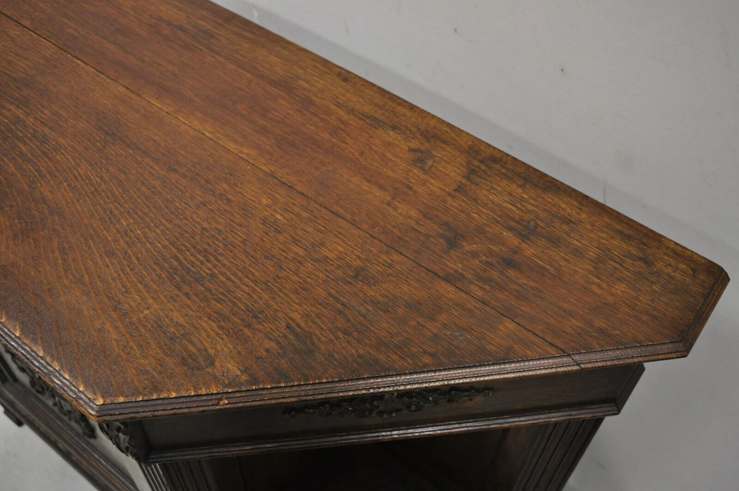 Antique French Renaissance Oak Wood Sideboard Buffet Console Table Cabinet