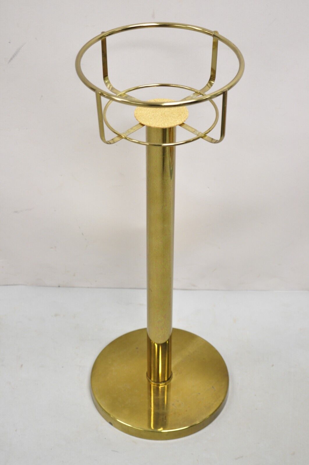 Hollywood Regency Modern Brass Glass Champagne Wine Chiller Ice Bucket on Stand