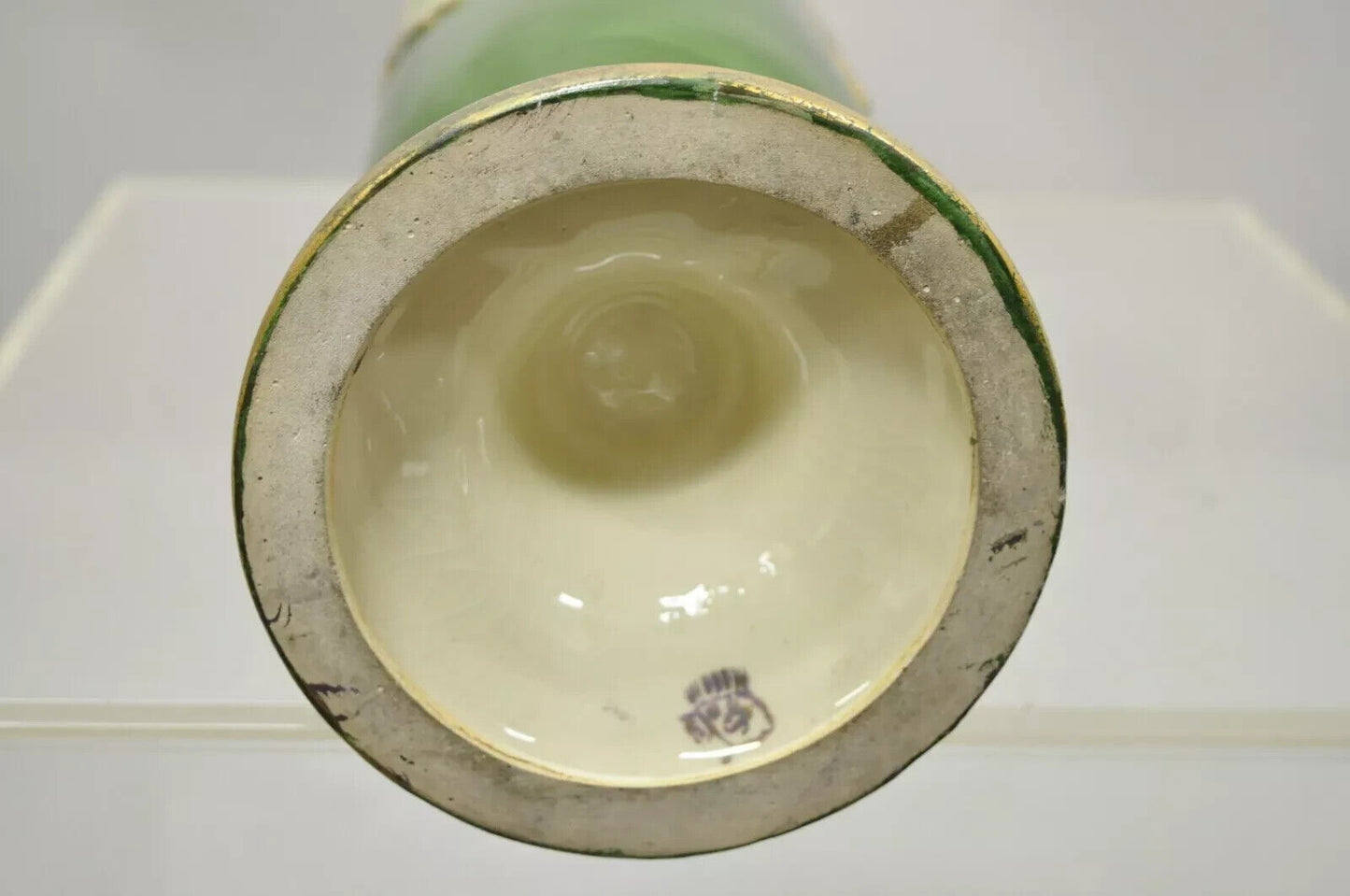 Antique Josef Joseph Strnact JS 20" Tall Green French Porcelain Vase, Austria