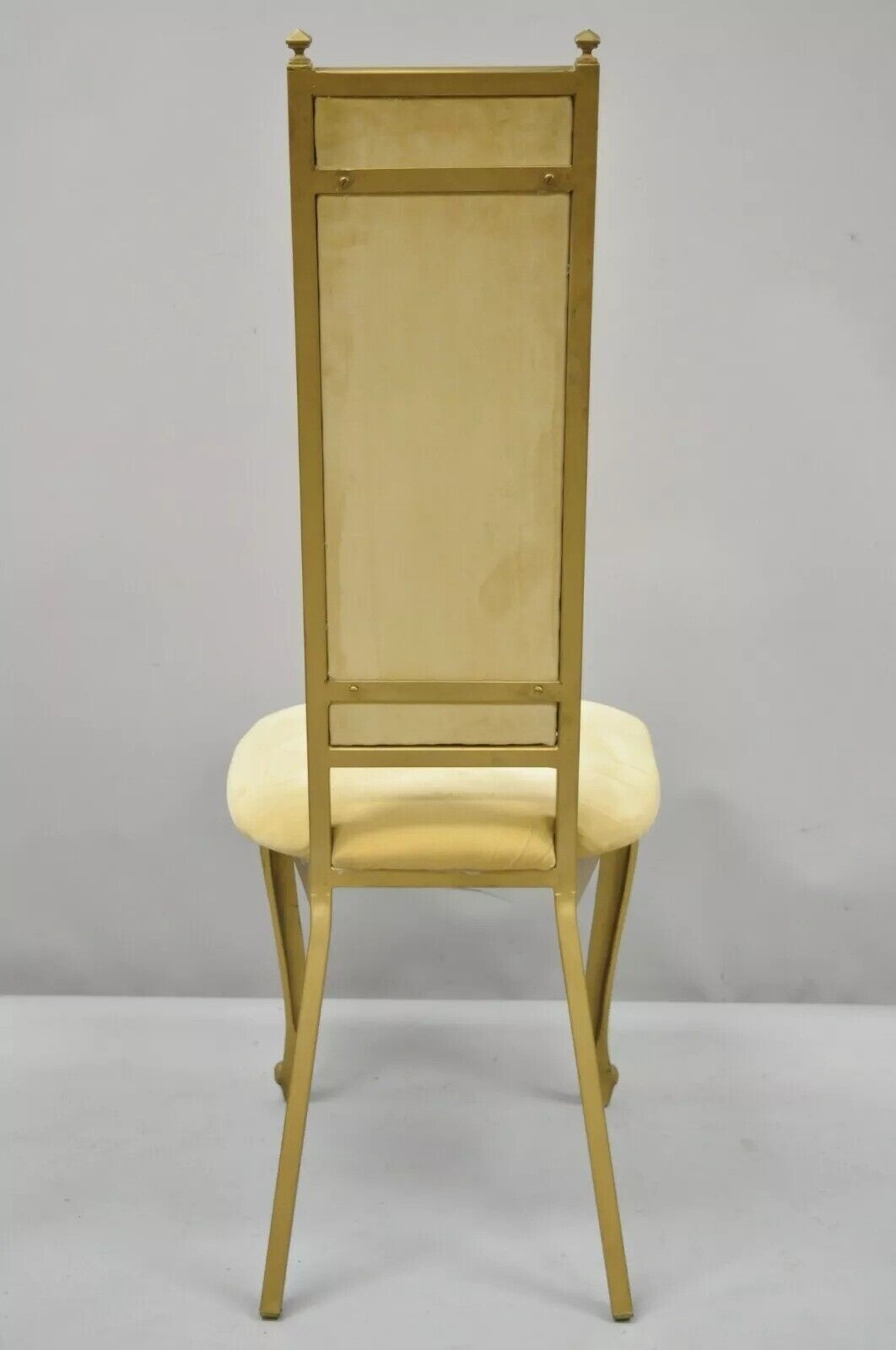 Vintage Kessler French Hollywood Regency Style Cast Metal Tall Back Side Chair