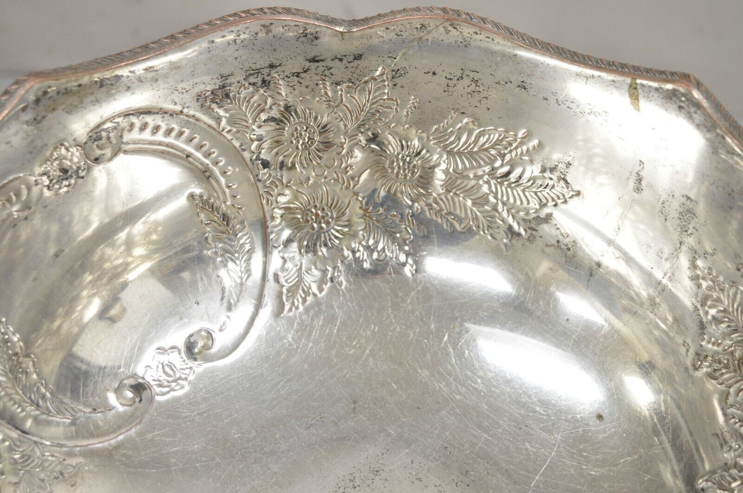 Antique English Regency Victorian Floral Repousse Lion Punch Bowl Ice Bucket