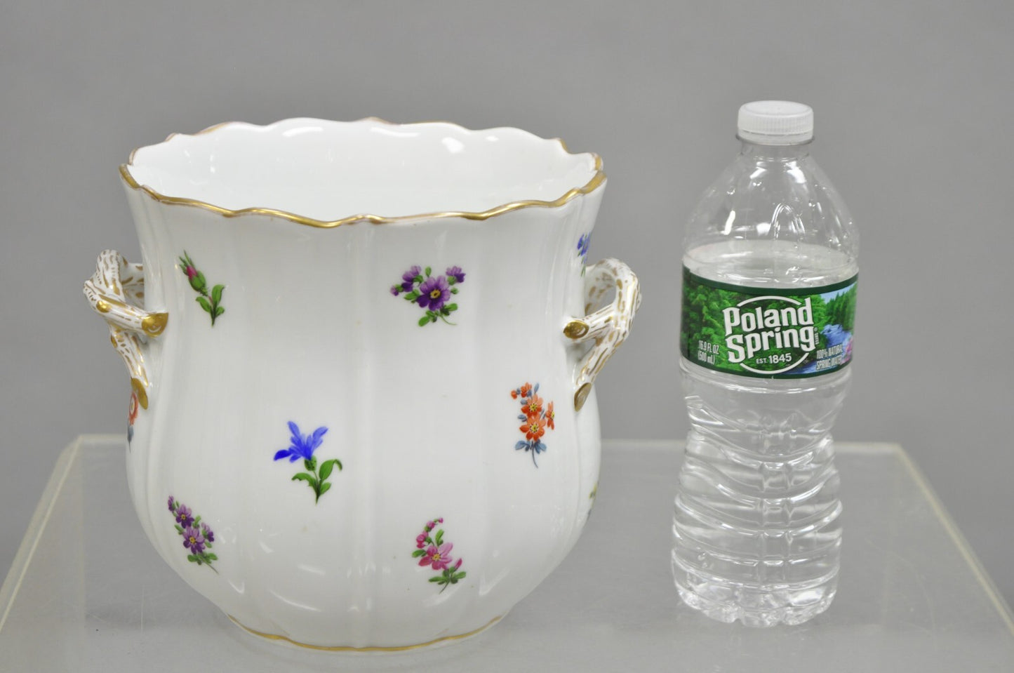 Antique Meissen French Porcelain Flower Pot Cachepot Wine Cooler - a Pair