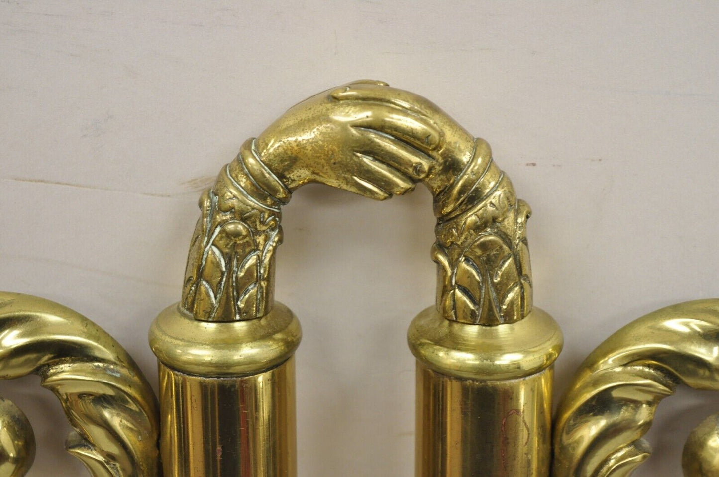 Vintage Victorian Style Brass Scrolling "Shaking Hands" King Size Bed Headboard