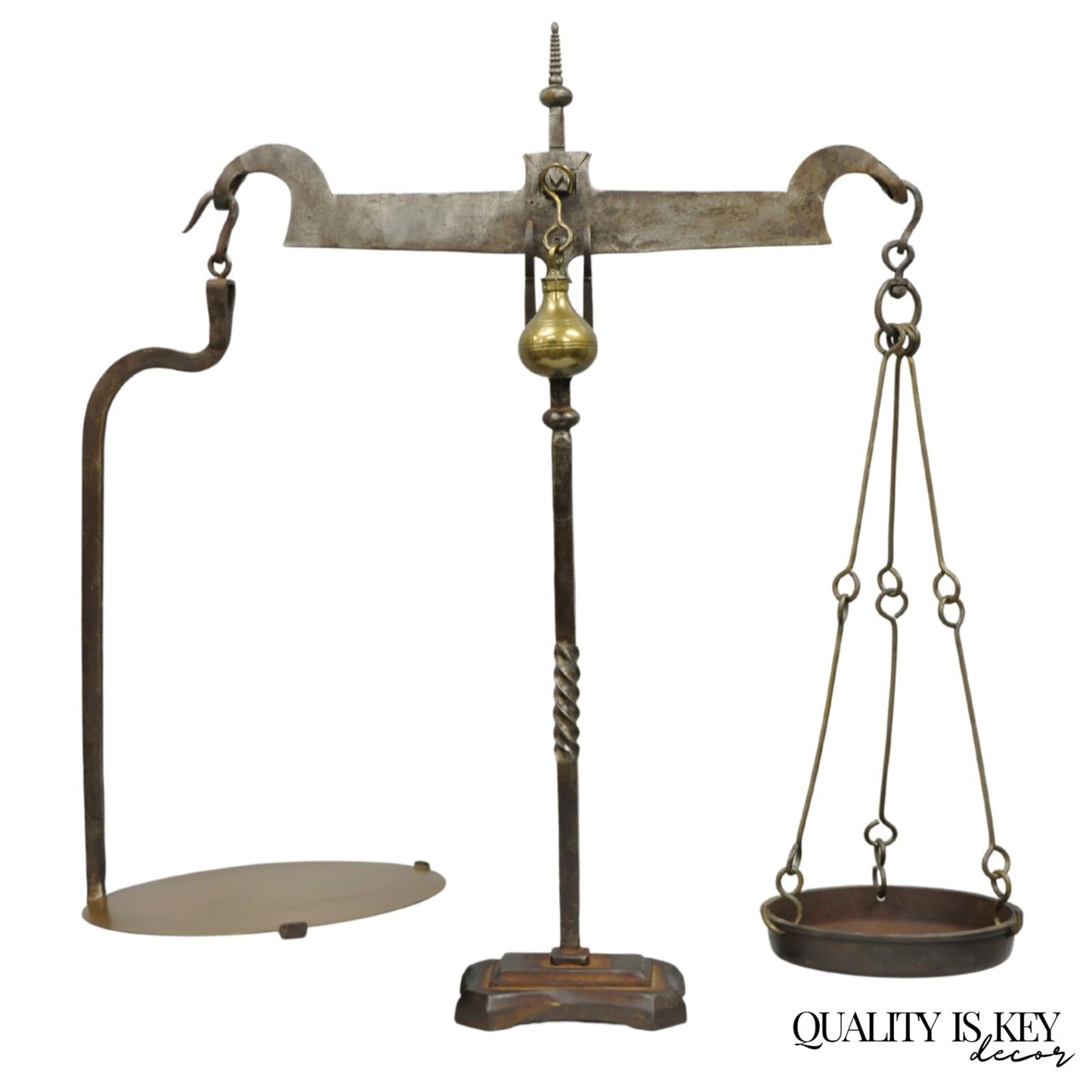 Antique English Gothic Arts & Crafts Hand Wrought Iron Balance Beam Scale
