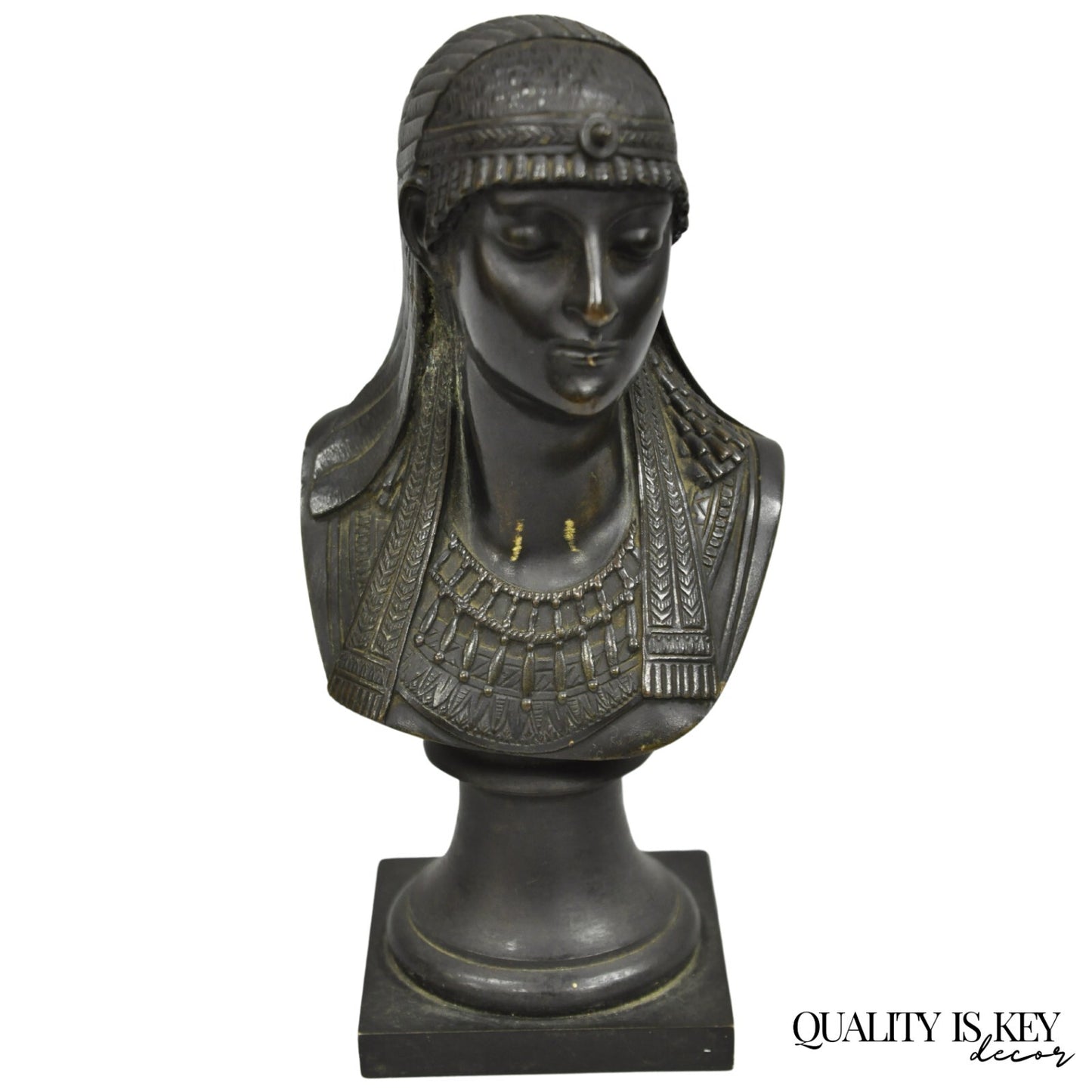Antique Egyptian Revival Small 7" Bronze Grand Tour Bust of a Pharaoh
