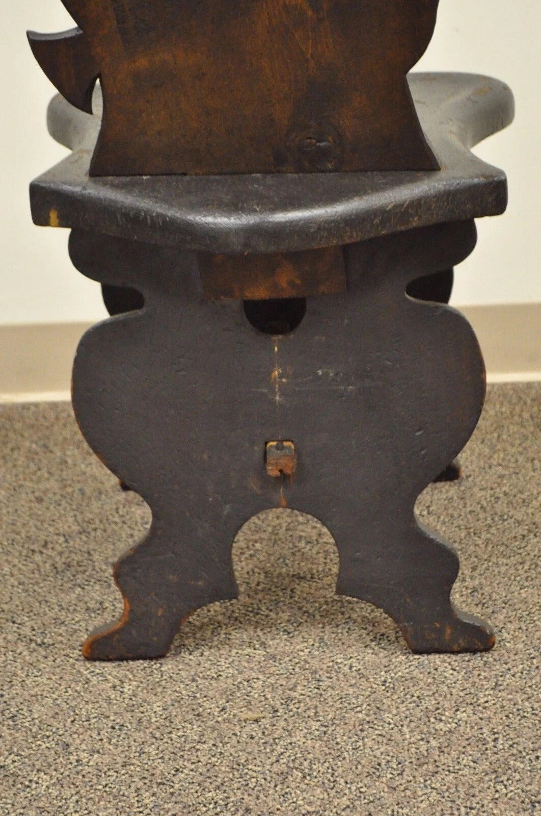 Antique Medieval Gothic Hand Carved Wood Figural Musician Bard Tavern Side Chair