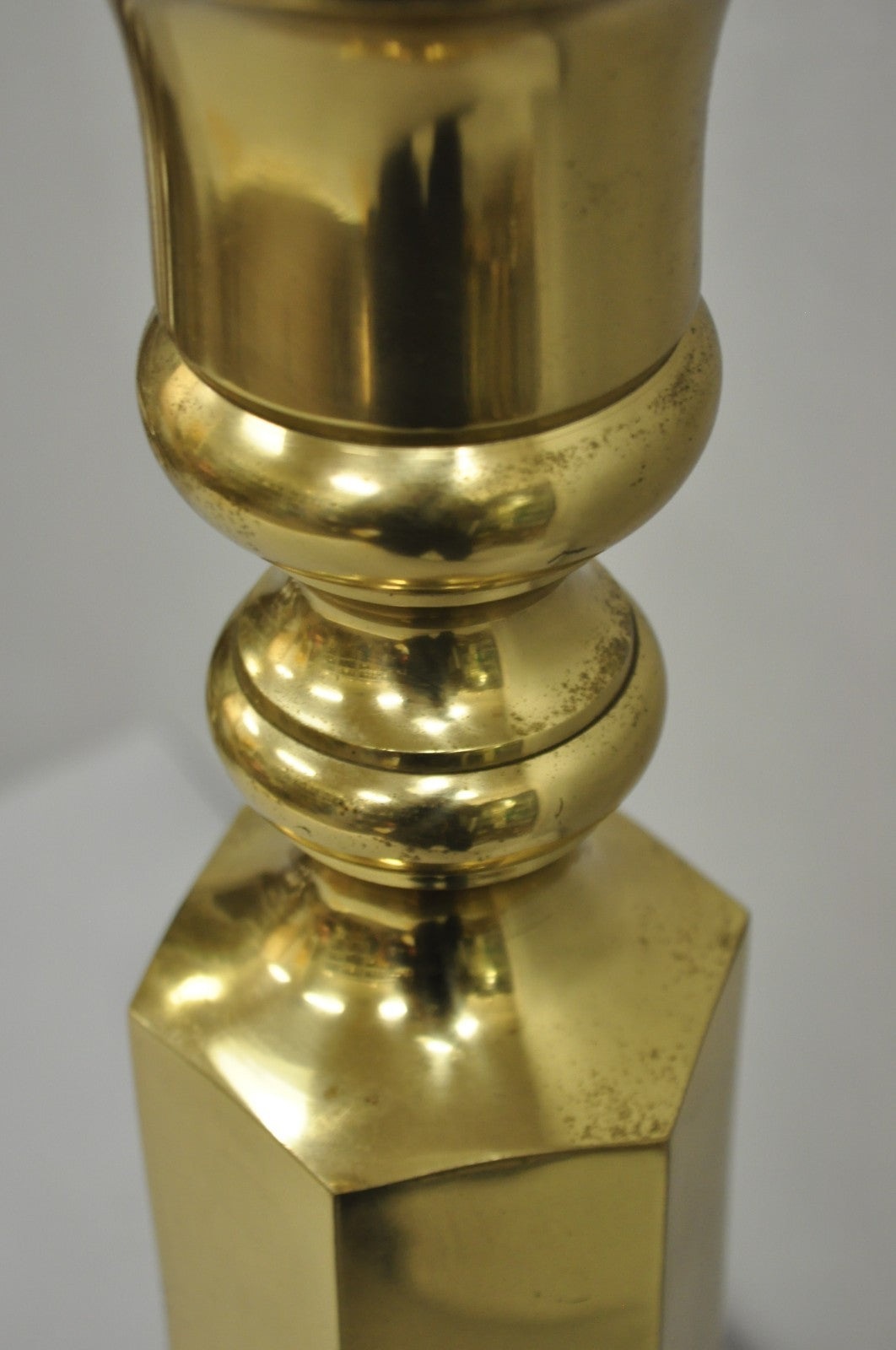 Vintage Hollywood Regency Gold Brass Tall Candlestick Table Lamp Made In Japan