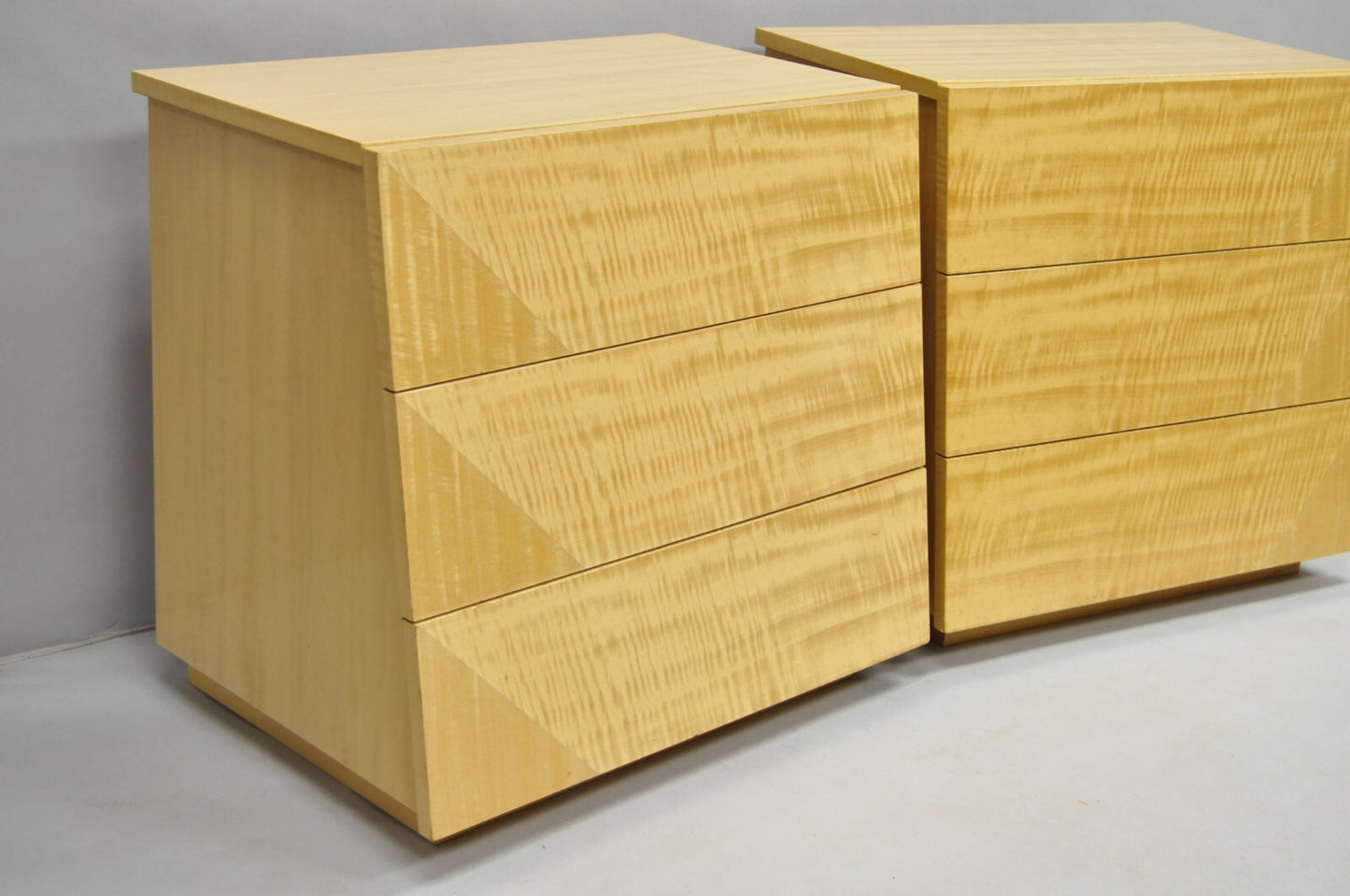 Italian Modern Lacquered Blonde Wood Nightstands by Giorgio Collection - a Pair