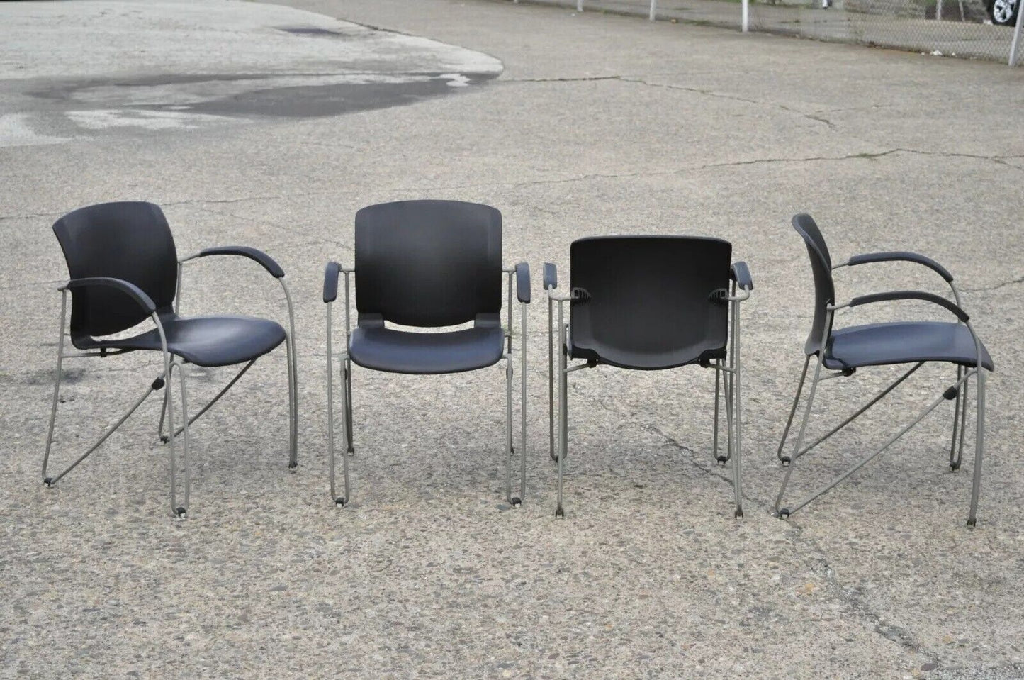 Haworth Zooey Chu Modern Stacking Waiting Room Office Dining Chairs - Set of 4