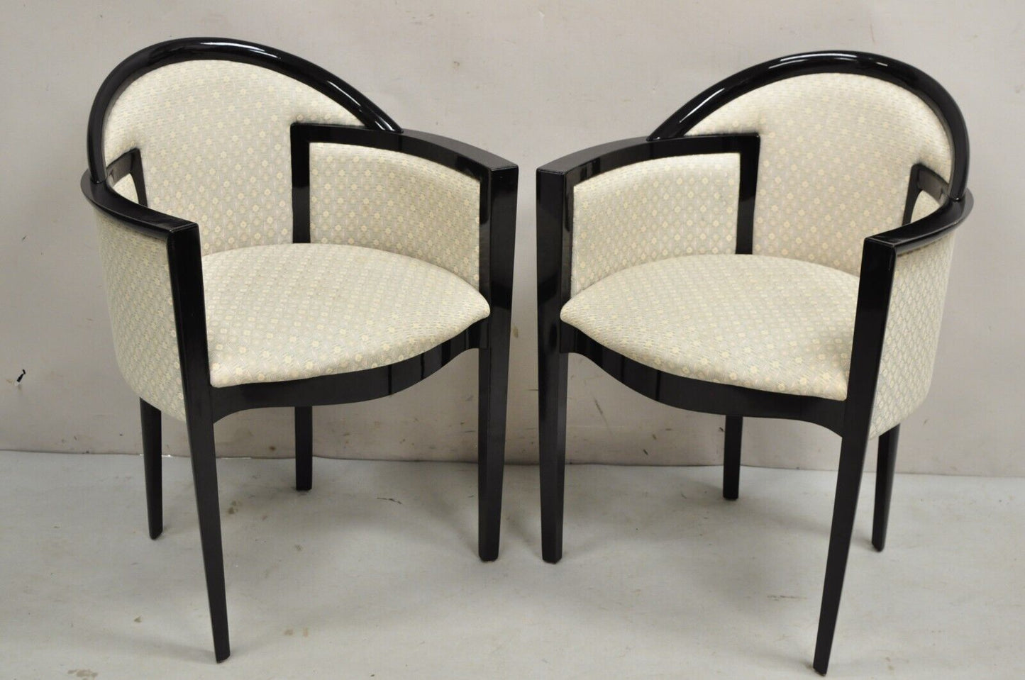 Italian Art Deco Postmodern Black Lacquer Roche Bobois Game Club Chairs Set of 4