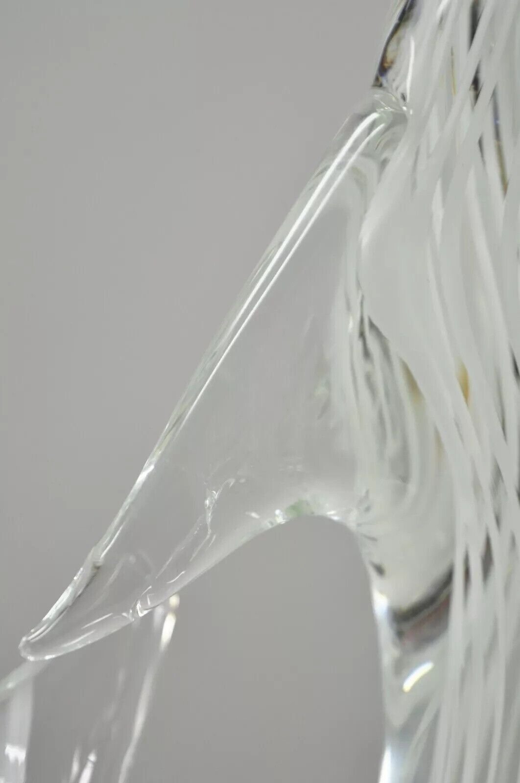 Vintage Vetri Murano Crystal Glass 9" Italian Dolphin Fish Figure Sculpture