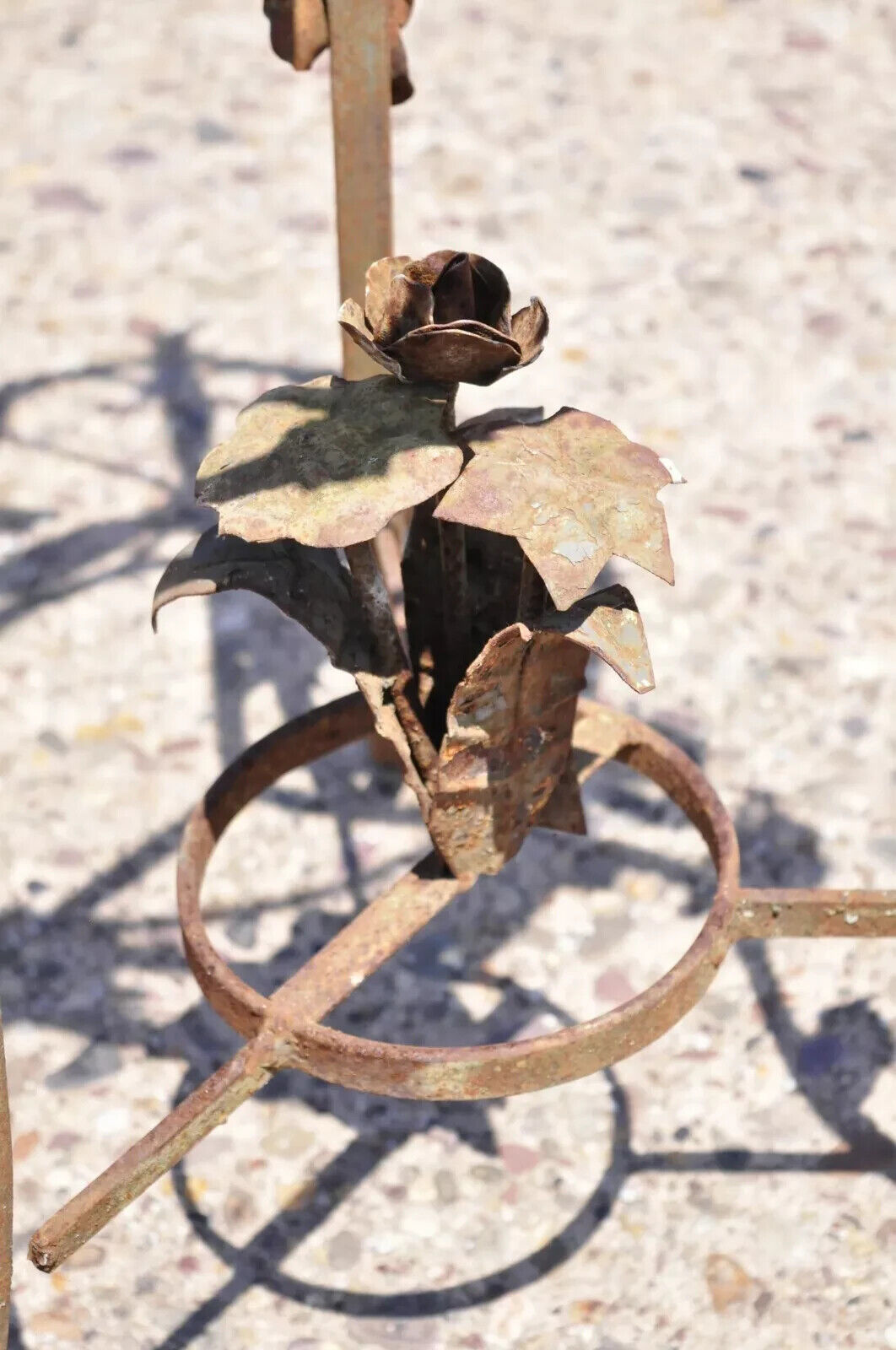 Vintage French Art Nouveau Wrought Iron Leaf Vine Garden Planter Pot Plant Stand