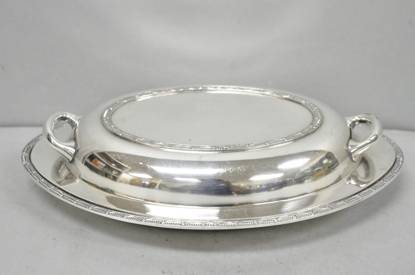 Vintage T&T Silver Plated Victorian Oval Vegetable Serving Platter w/ Drapes