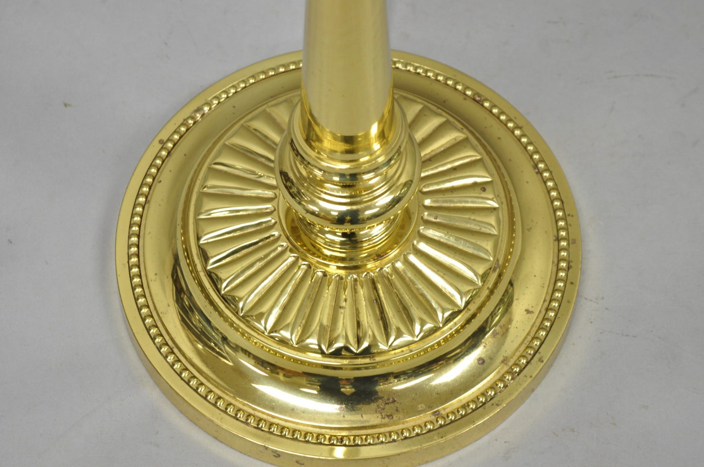 Vintage Traditional Polished Brass Swing Arm Reading Pole Floor Lamp w/ Shade