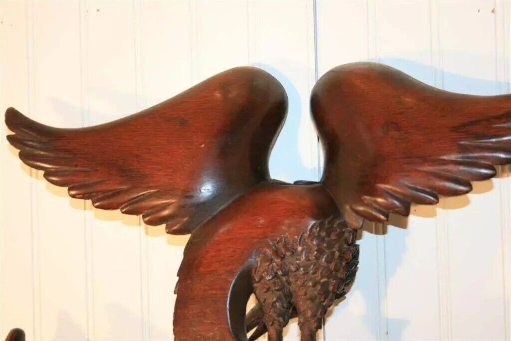 Antique Chippendale Style Mahogany and Giltwood Phoenix Bird Large Wall Mirror